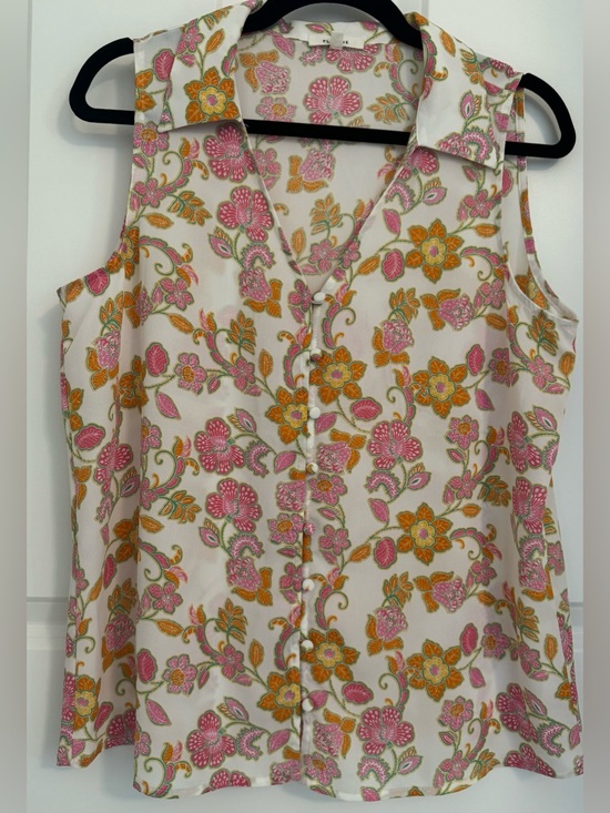 Pleione Tops - Pleione Floral Sleeveless Button Front Blouse Size Medium